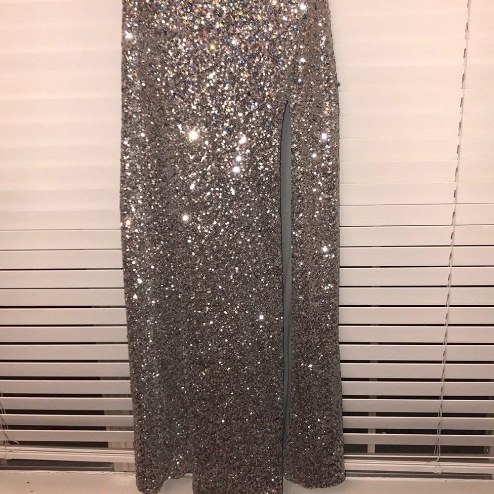 La Femme silver prom dress - Picture 3 of 7